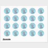 Cranky Grey Tabby Cat Custom Text Blue Ronde Sticker (Vel)