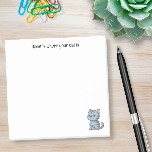 Cranky Grey Tabby Cat Custom Text Post-it® Notes