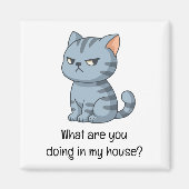 Cranky Grey Tabby Cat Funny Text Magneet (Voorkant)