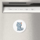 Cranky Grey Tabby Cat Magneet (Insitu (Vaatwasser))