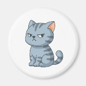 Cranky Grey Tabby Cat Magneet (Voorkant)