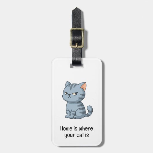 Cranky Grey Tabby Cat Quote Bagagelabel (Voorkant verticaal)