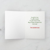 Cranky Grey Tabby Cat Red Hat Christmas Tree Kaart (Binnen)