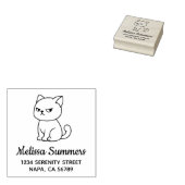 Cranky Moody Cat Address Rubberstempel (Gestempeld)