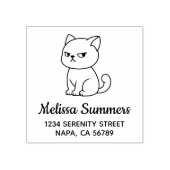 Cranky Moody Cat Address Rubberstempel (Afrduk)