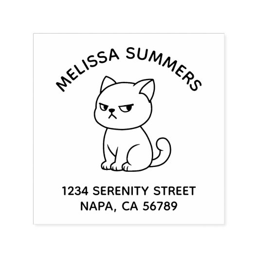 Cranky Moody Cat Arch Address Zelfinktende Stempel (Design)