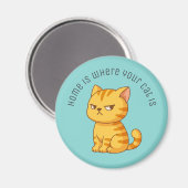 Cranky Orange Tabby Cat Custom Text Green Magneet (Voorkant / Achterkant)