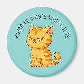 Cranky Orange Tabby Cat Custom Text Green Magneet (Voorkant)