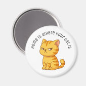 Cranky Orange Tabby Cat Custom Text Magneet (Voorkant / Achterkant)