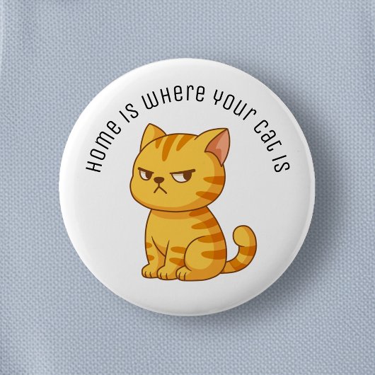 Cranky Orange Tabby Cat Custom Text Ronde Button 5,7 Cm