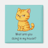 Cranky Orange Tabby Cat Funny Text Green Magneet (Voorkant)