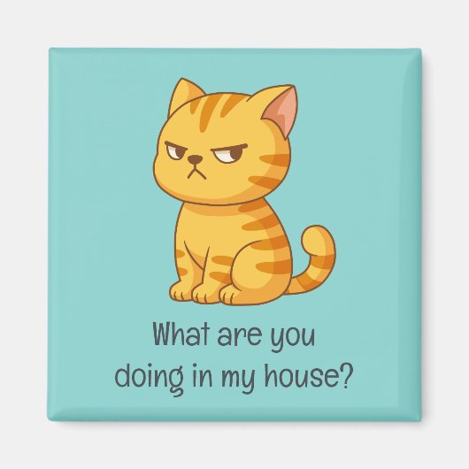 Cranky Orange Tabby Cat Funny Text Green Magneet (Voorkant)