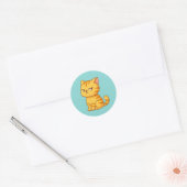 Cranky Orange Tabby Cat on Green Ronde Sticker (Envelop)