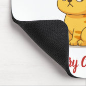 Cranky Orange Tabby Cat Red Hat Christmas Tree Muismat (Hoek)