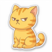 Cranky Orange Tabby Cat Sticker (Voorkant)
