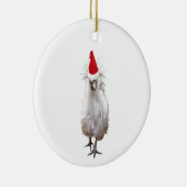 Cranky Silkie Bantam Chicken Santa Hat Kerstmis Keramisch Ornament (Rechts)