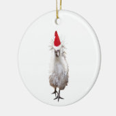 Cranky Silkie Bantam Chicken Santa Hat Kerstmis Keramisch Ornament (Links)
