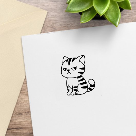 Cranky Tabby Cat 1x1 Rubberstempel
