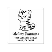 Cranky Tabby Cat Address Rubberstempel (Afrduk)