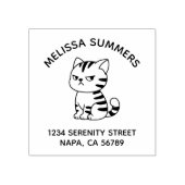 Cranky Tabby Cat Arch Address Rubberstempel (Afrduk)