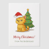 Cranky Tabby Cat Red Hat Christmas Tree Insert Vellum Uitnodigingen (Voorkant)
