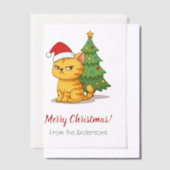Cranky Tabby Cat Red Hat Christmas Tree Insert Vellum Uitnodigingen (Offset)