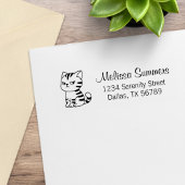 Cranky Tabby Cat Return Address Rubberstempel