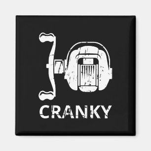 Cranky Vissershasp T-shirt Haspel Grappig Vissen E Magneet