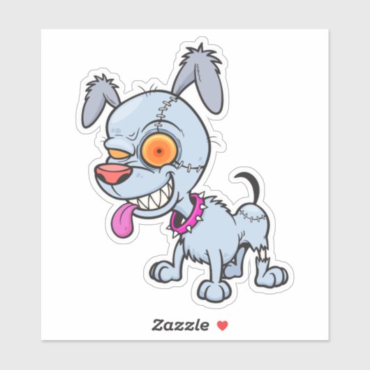 Cranky Zombie Dog Illustratie Sticker (Vel)