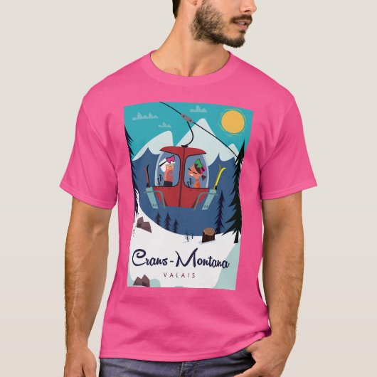 Crans-Montana Ski Poster T-shirt (Voorkant)