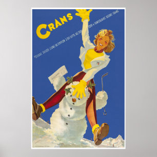 Crans - Montana, Suisse, Ski Travel Poster