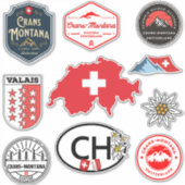 Crans-Montana, Zwitserland. Iconic Outdoorbadges Sticker (Voorkant)