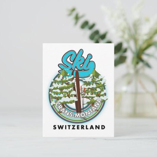 Crans-Montana Zwitserland ski Briefkaart (Staand voorkant)