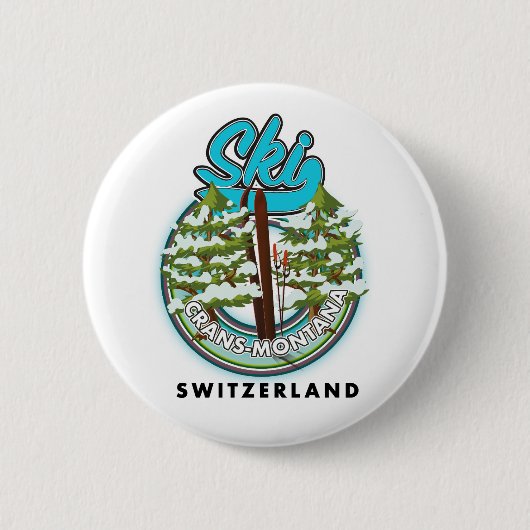 Crans-Montana Zwitserland ski Ronde Button 5,7 Cm (Voorkant)