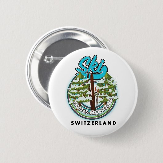 Crans-Montana Zwitserland ski Ronde Button 5,7 Cm (Voorkant /achterkant)