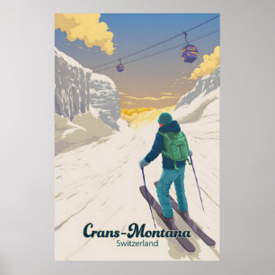Crans Montana Zwitserland Skigebied Reisposter Poster