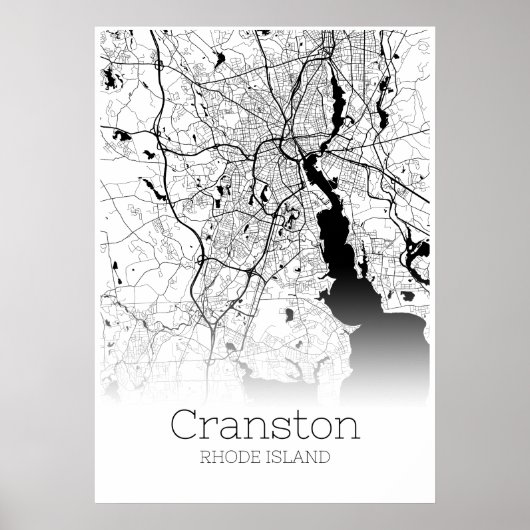 Cranston Map - Rhode Island - City Map Poster (Voorkant)