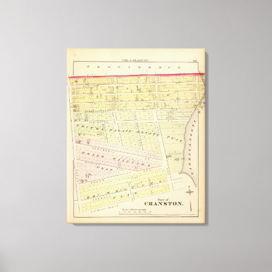 Cranston, RI Map Canvas Afdruk (Voorkant)