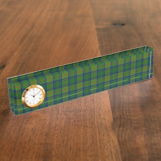 Cranstoun tartan green blue plaid naambordje (Zijkant)