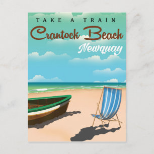 Crantock Beach, Newquay vintage stijl reisposter Briefkaart