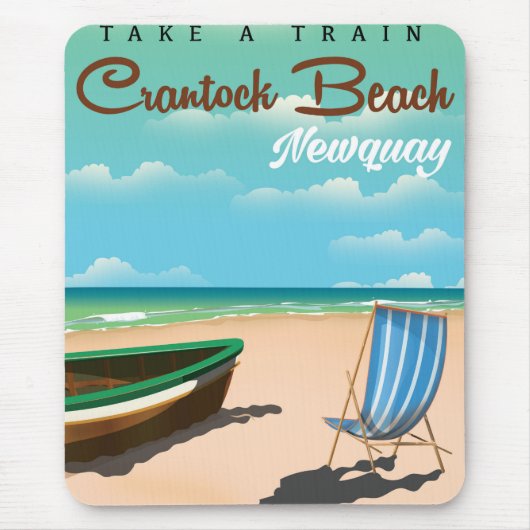 Crantock Beach, Newquay vintage stijl reisposter Muismat (Voorkant)