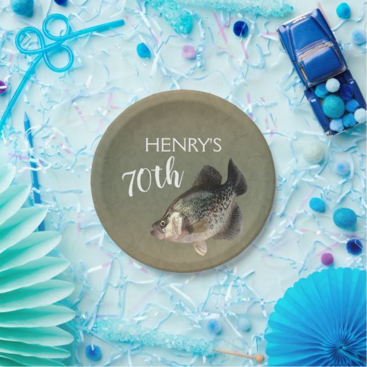 Crappie Fish 70th Birthday Papieren Bordje (Feest)