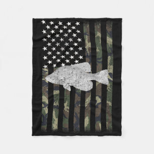 Crappie vissen Camo vlag (op achterkant) Fleece Deken