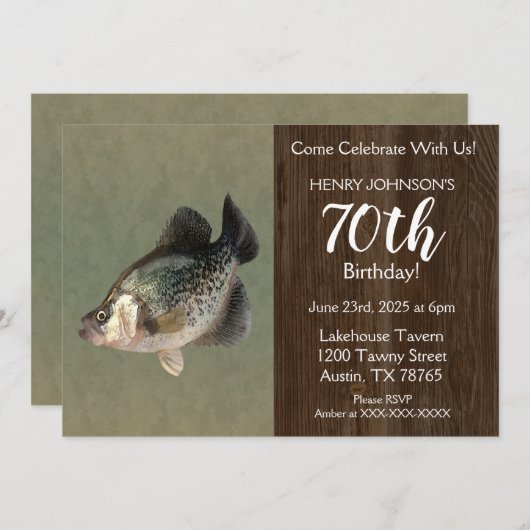 Crappie Vist thema 70e verjaardag Kaart (Voorkant / Achterkant)