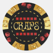 CRAPS GAMING CHIP RONDE STICKER (Voorkant)