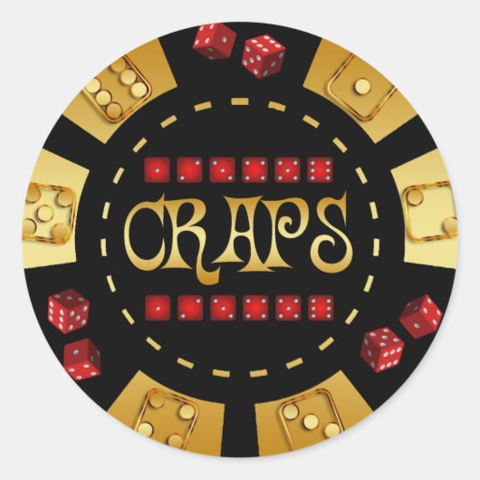 CRAPS GAMING CHIP RONDE STICKER (Voorkant)