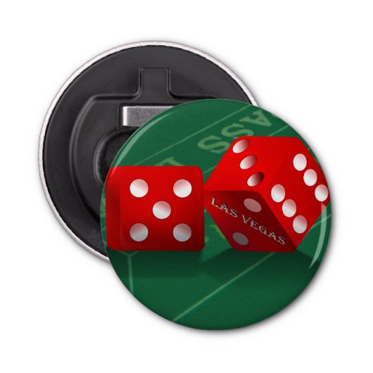Craps-tabel met Las Vegas-ijs Button Flesopener (Voorkant)