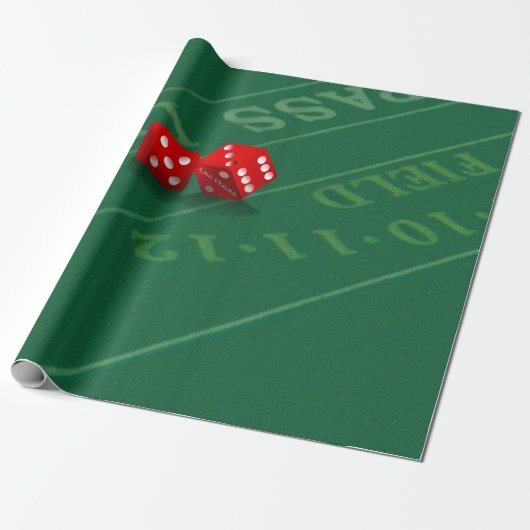 Craps Table met Las Vegas Dice Wrapping Paper Cadeaupapier (Uitgerold)