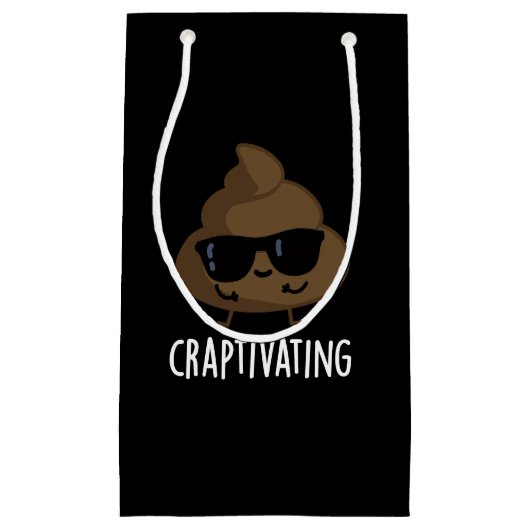 Craptivating Funny Cool Poop Pun Dark BG Klein Cadeauzakje (Voorkant)