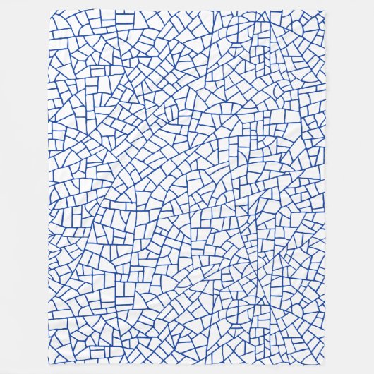 Craquelure Pattern - Navy Blue op White Fleece Deken (Voorkant)